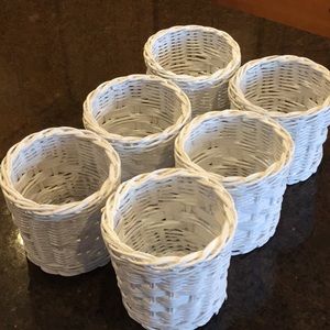 Vintage white wicker cup holders